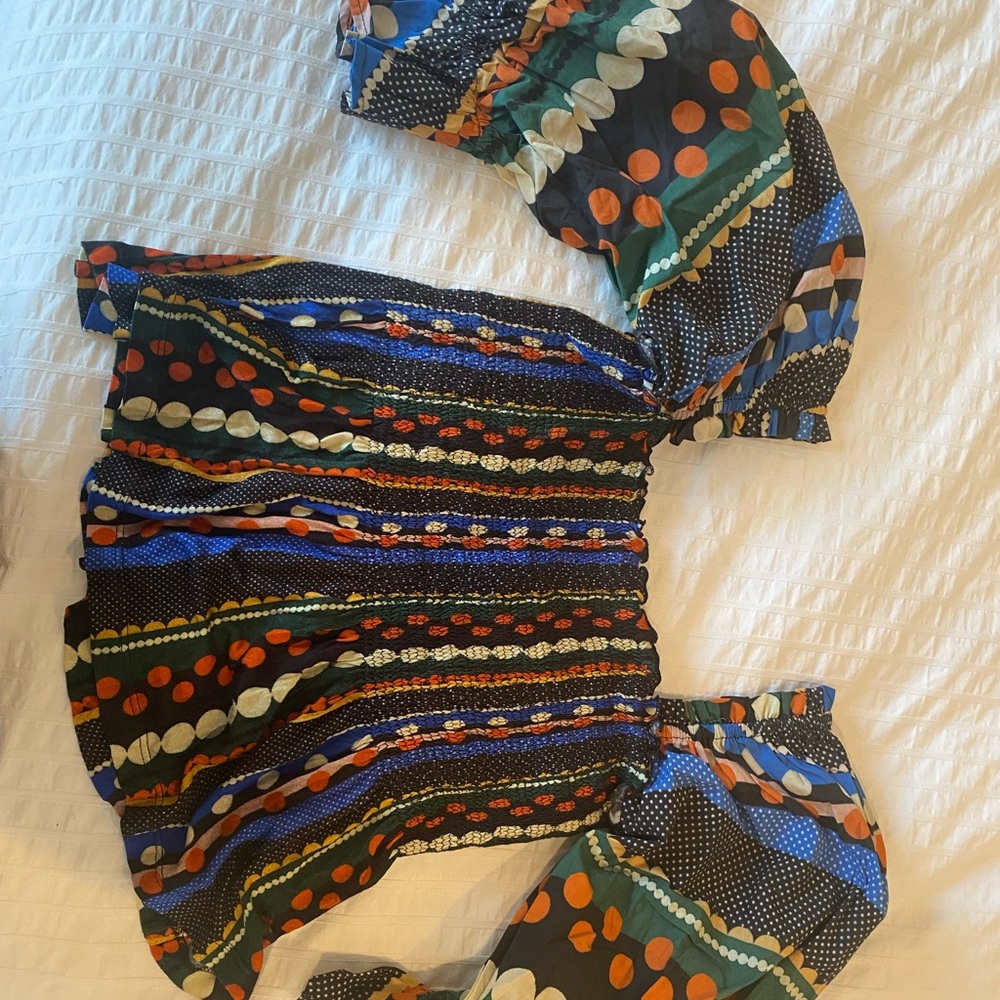 Conditions Apply xs smocked top with statement sleeves never worn